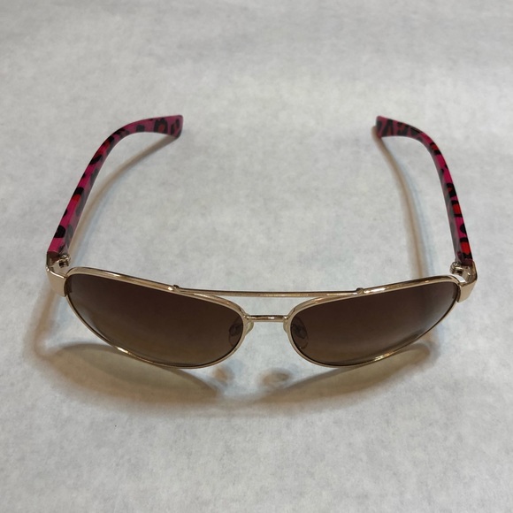 Betsy Johnson Gold Frame Pink and Black Animal Print Arm Sunglasses - Picture 4 of 10